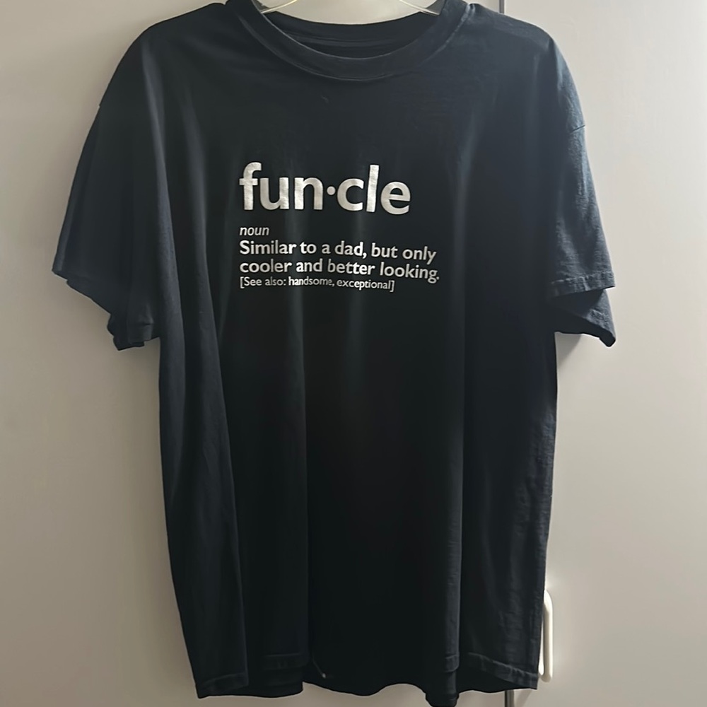 Men’s “Fun-cle” black tshirt. UEC.